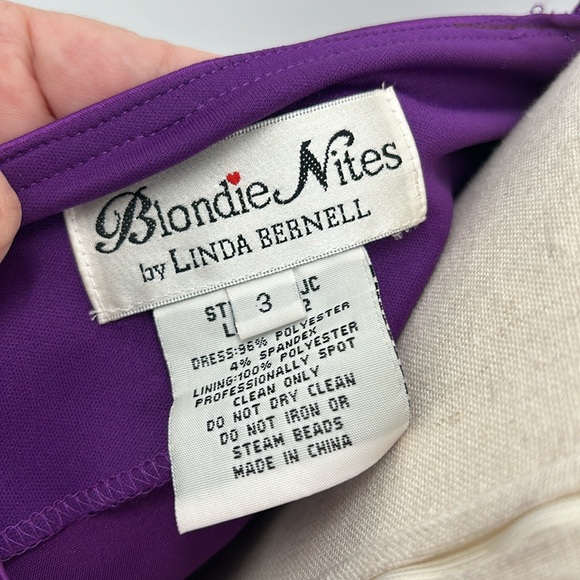 VTG Blondie Nights Y2K Asymmetrical Dress Sz 3‎ Purple Ruffled Prom Whimsigoth - Picture 7 of 8